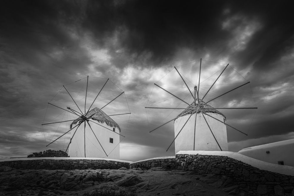 Windmills on the island of Mykonos