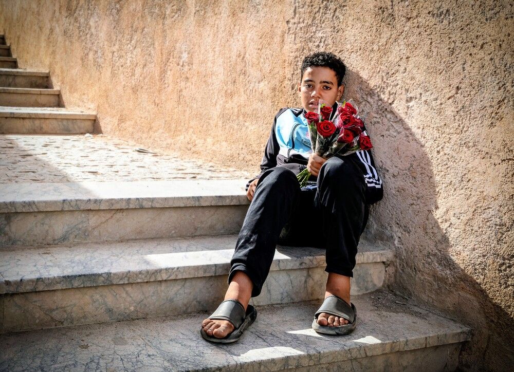 Boy with rouse