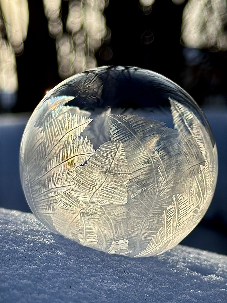 Мыльный пузырь на морозе