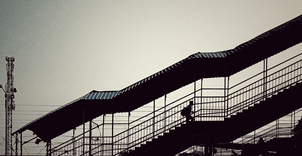 Pedestrian Silhouette — Zigzag Covered Walkway, Sikar at Afternoon Backlight