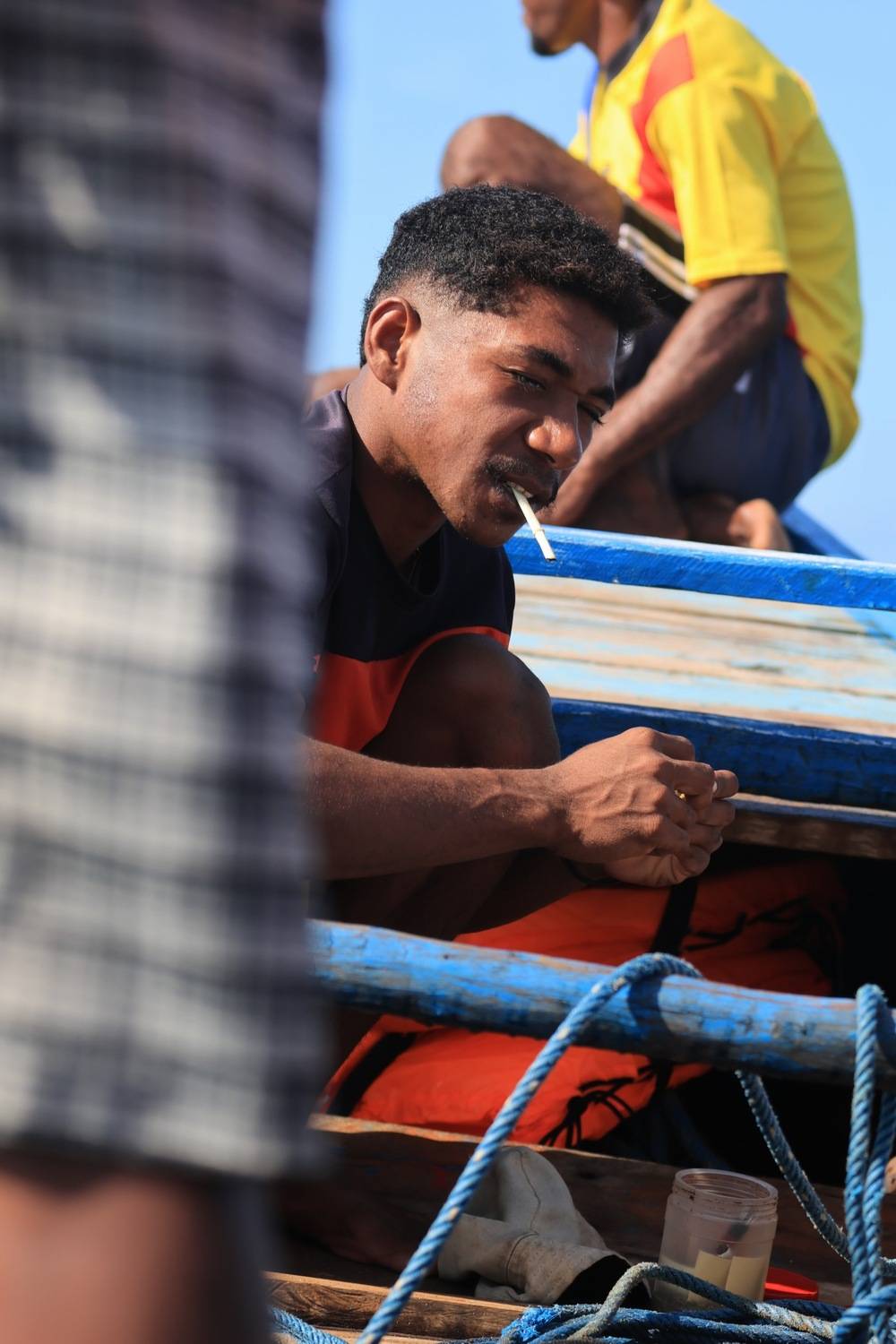 Young seafarers pause
