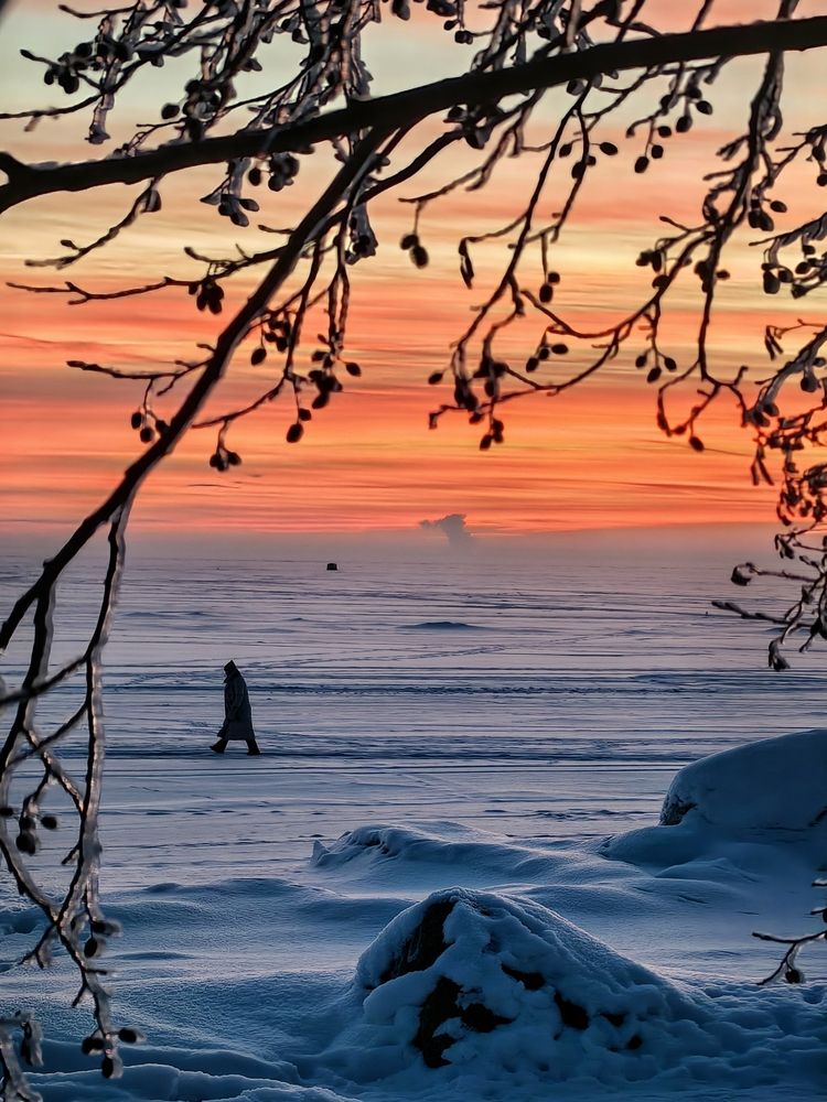 Winter sunset on the bay