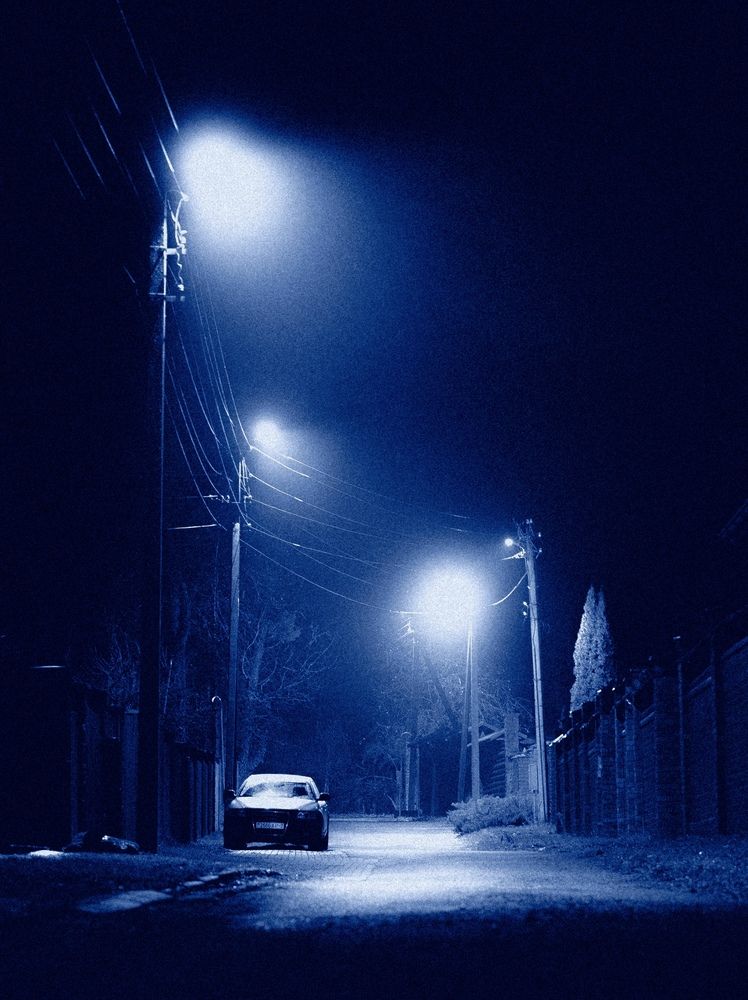 Foggy night on the quiet street