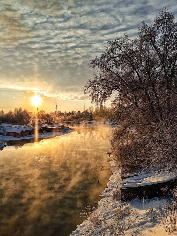 River steam in winter