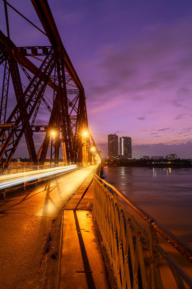 Long Bien Bridge at sunrise
