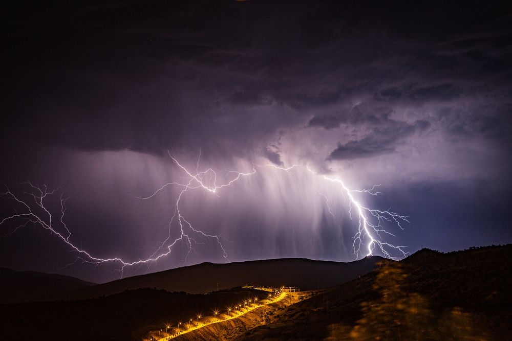 Lightning Storm Over the Hills
