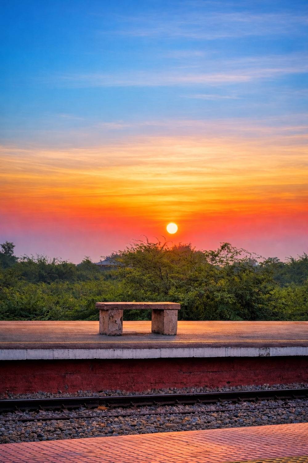 Sunset Silence at the Empty Platform