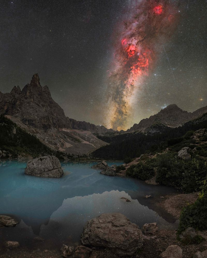 Milky Way over the Lake Sorapis, Dolomites, August 2024, Italy