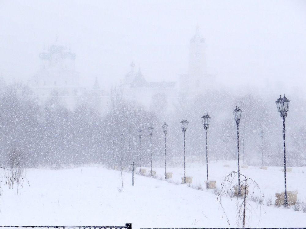 Снегопад в парке