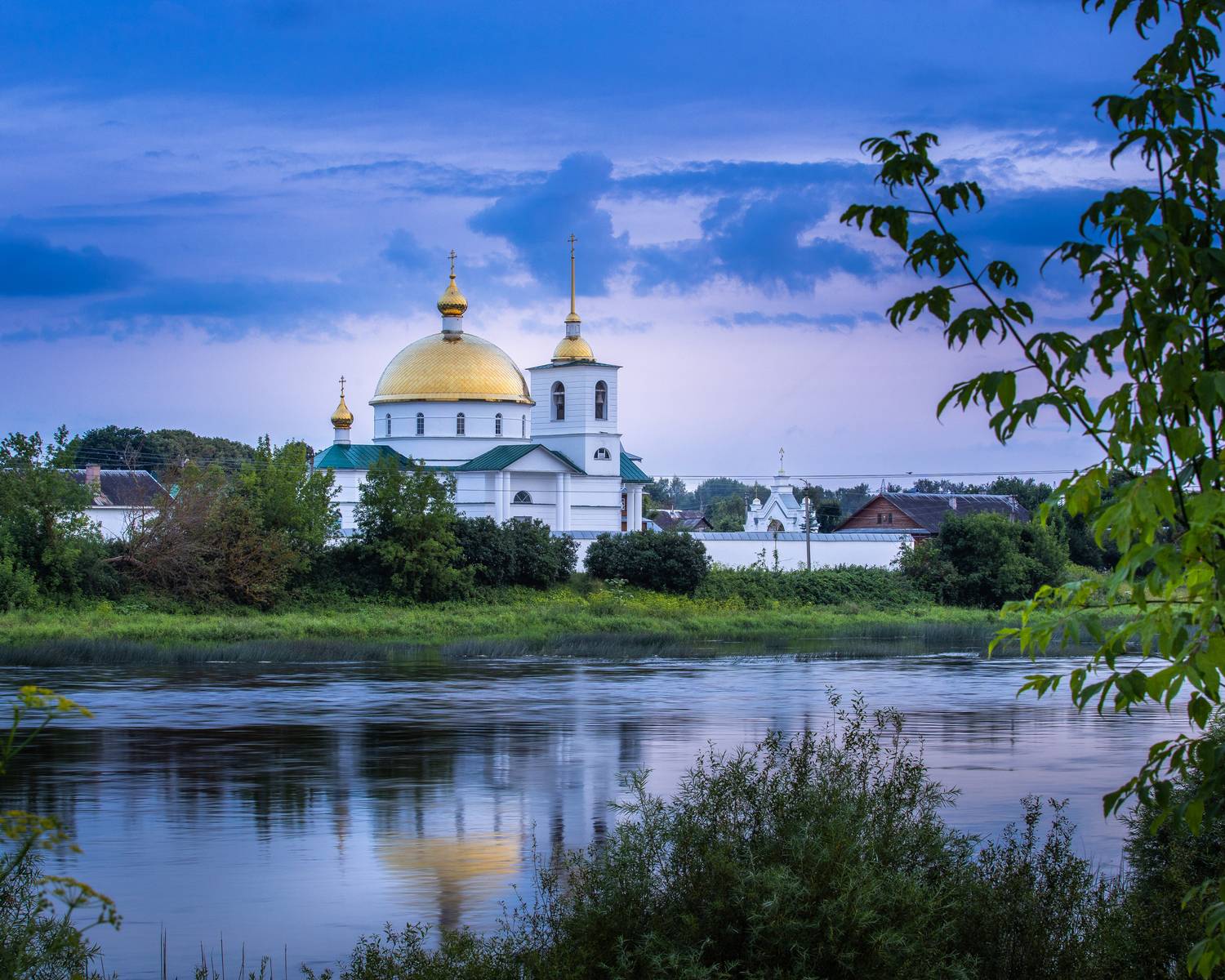 Russian Orthodox Cathedral on the bank of river