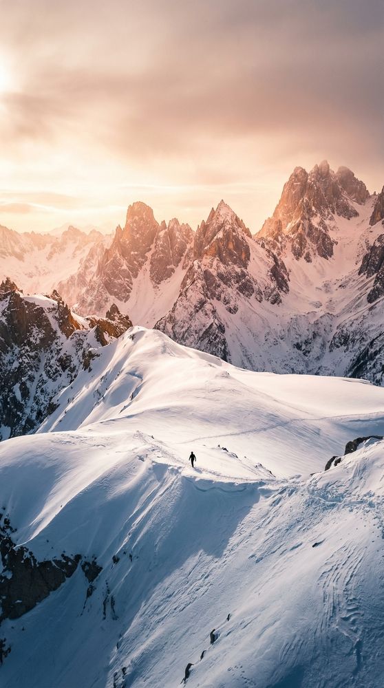 A path through snow-capped peaks