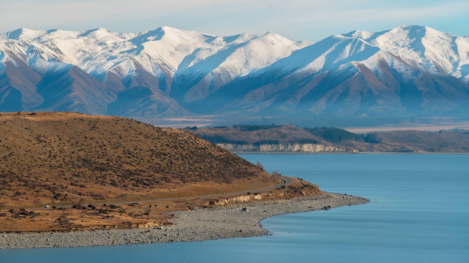 Blue Waters of the Lake Pukaki, South Island, June 2025, New Zealand