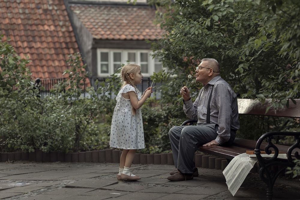 Grandfather and granddaughter