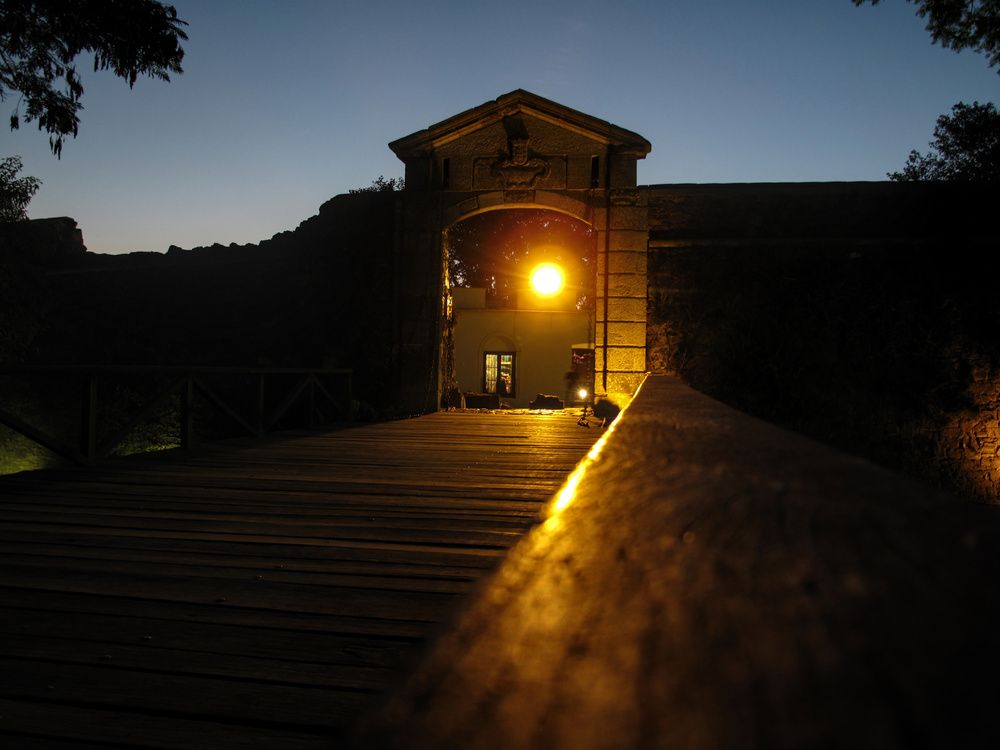 City Gate at Sunset with Lantern Light – Colonia del Sacramento