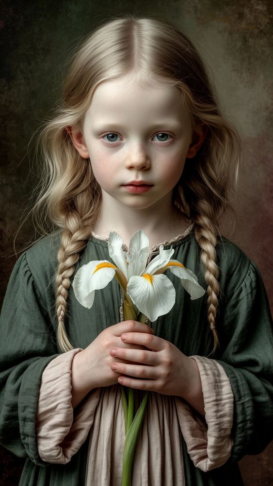 The child with the iris flower