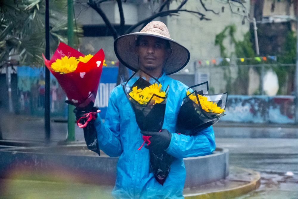 In the middle of the street