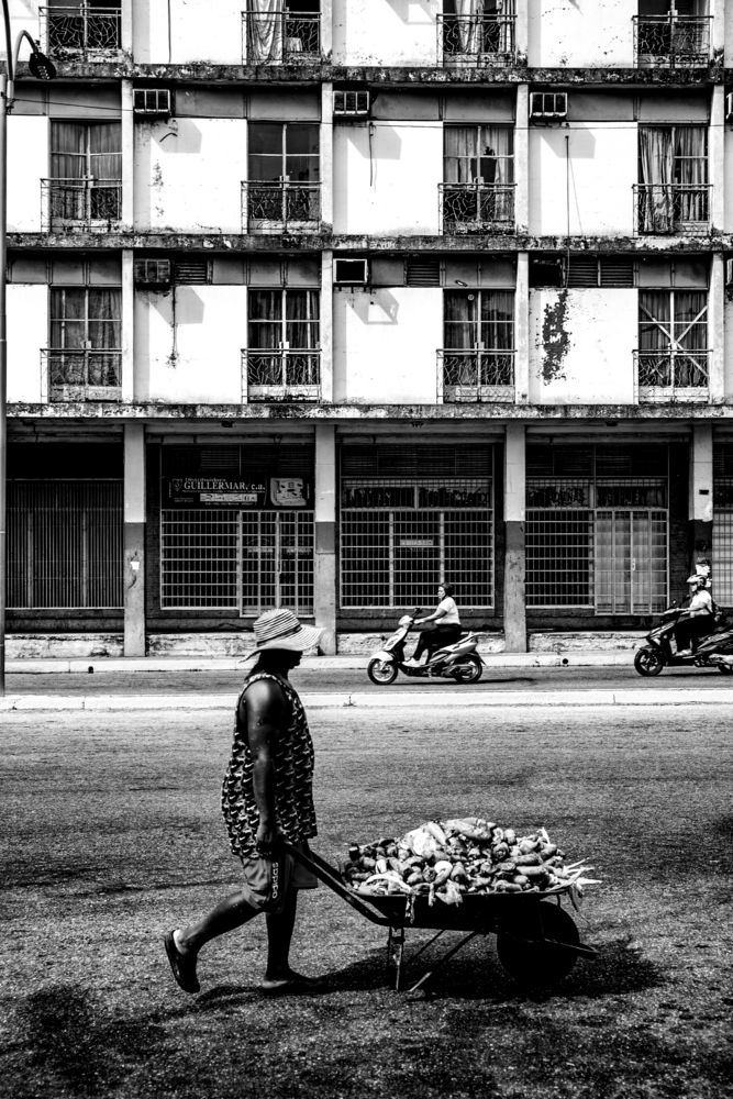 In the middle of the street