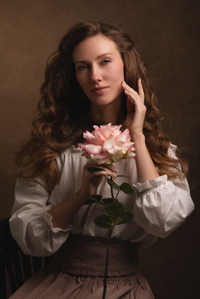 Anastasia with a flower