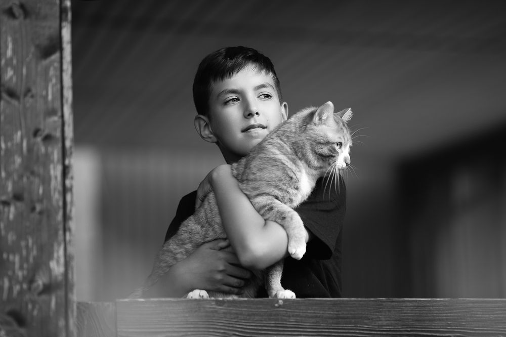 Boy with a cat