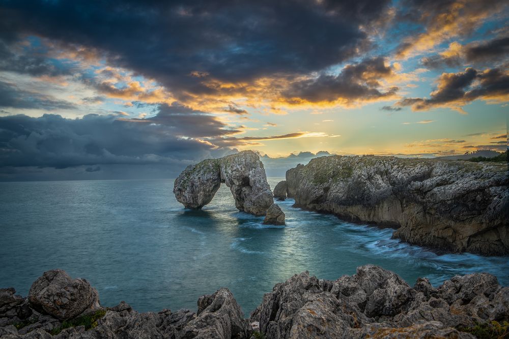 Dramatic sunrise over sea