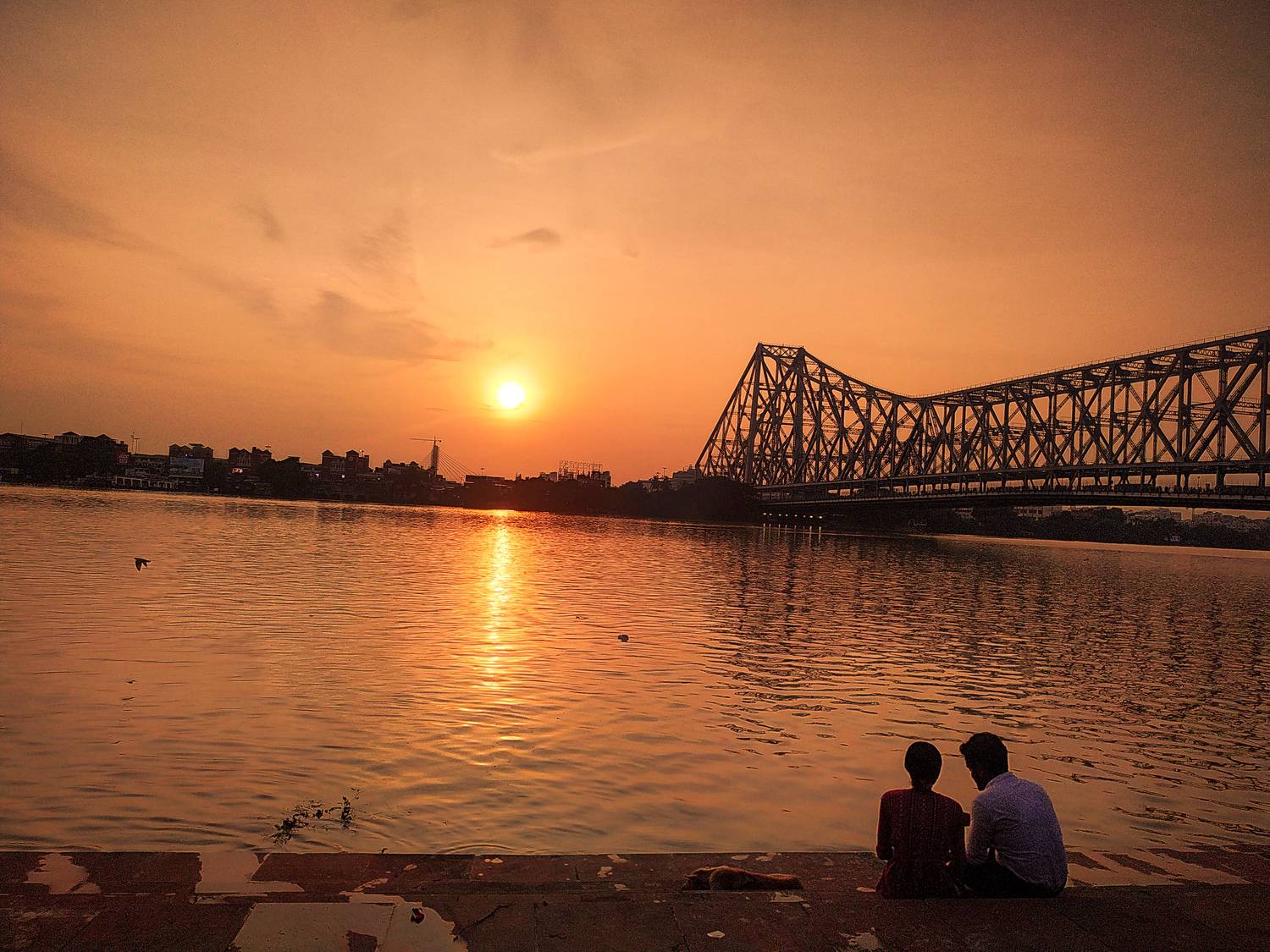 Sunset, love birds and the architecture