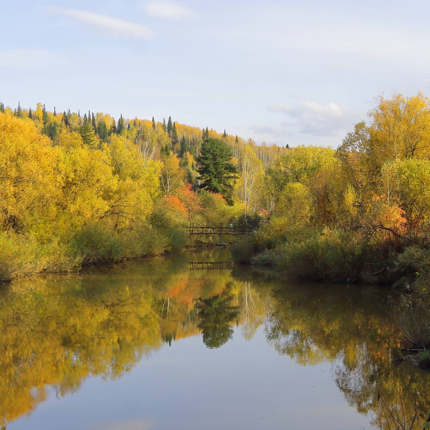 Мост, затерявшийся в осени