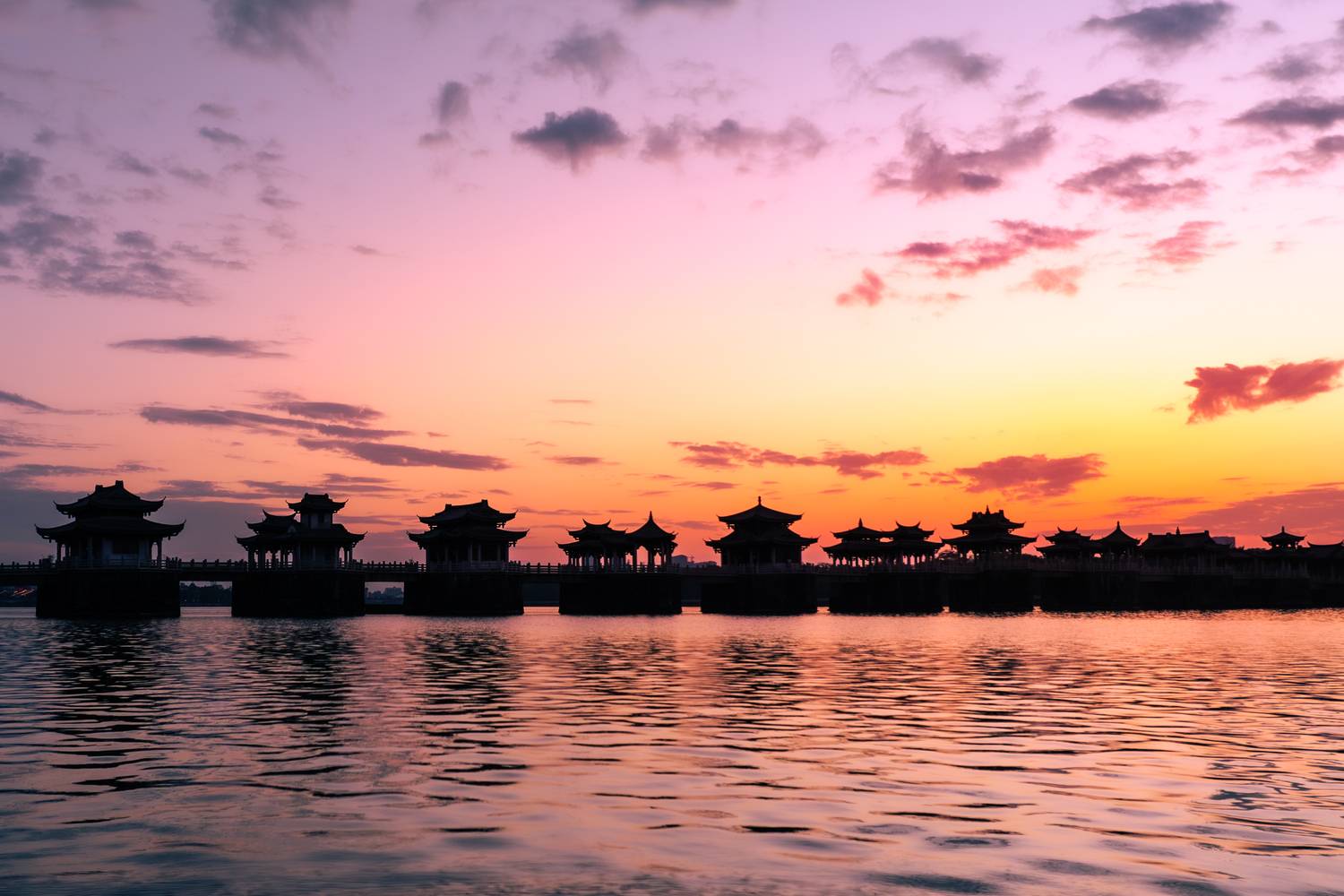 The sunset over Guangji Bridge