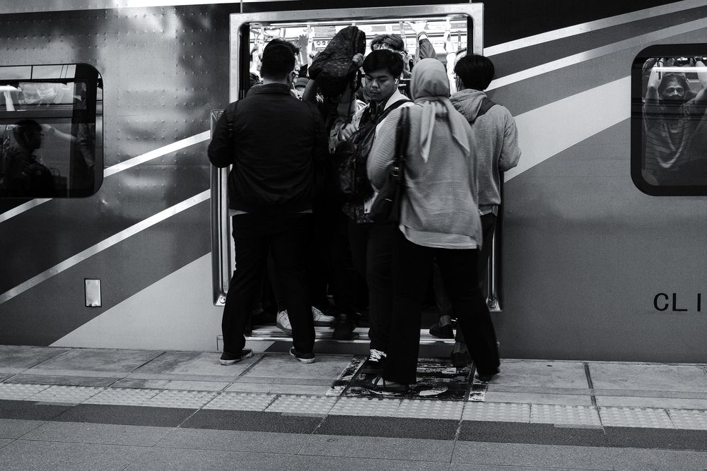 Crowd in the public transportation