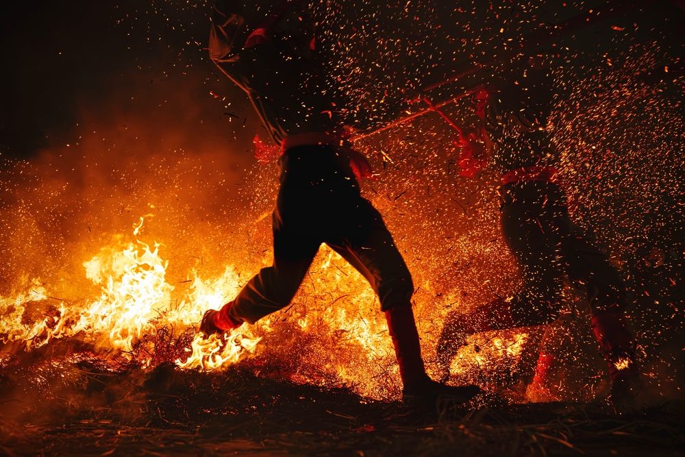 jumping on fire