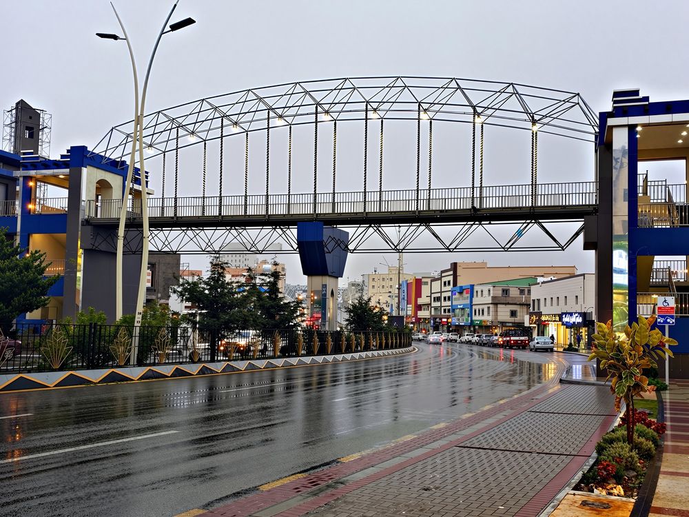 Suspension bridge over the road in Al-Baha city, Saudi Arabia