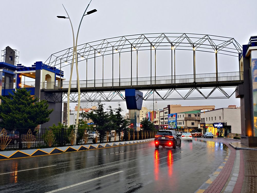 Suspension bridge over the road in Al-Baha city, Saudi Arabia