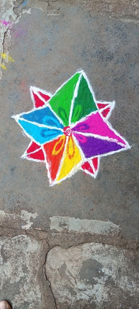 Rangoli design on floor photograph