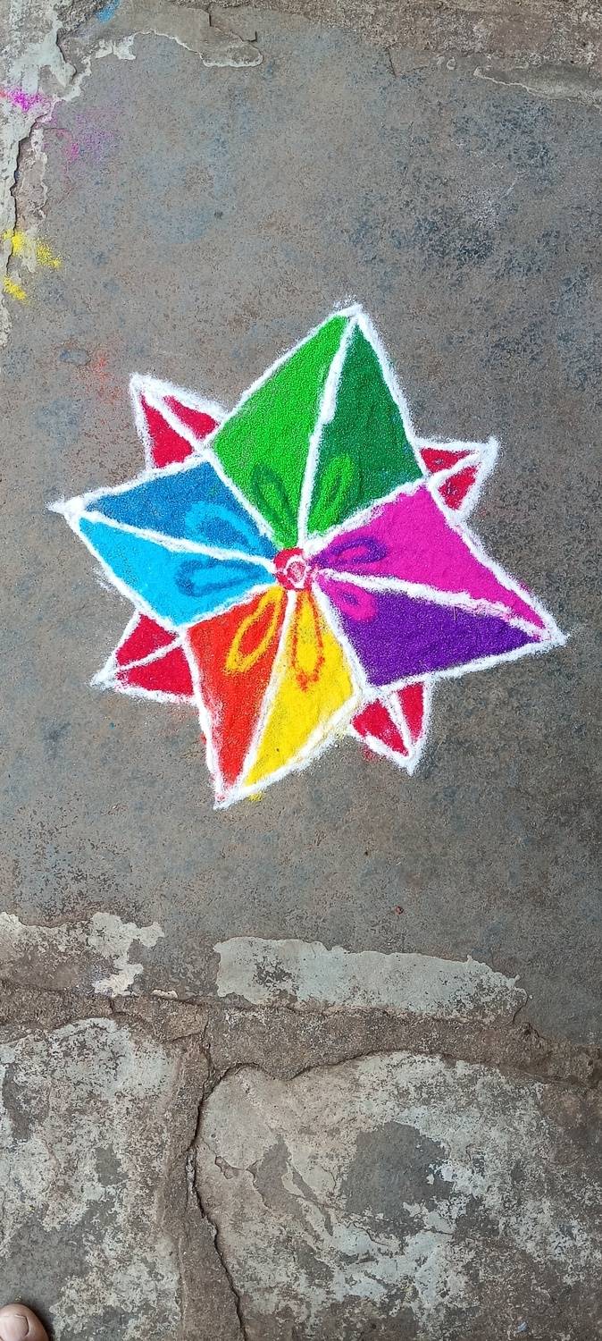 Rangoli design on floor photograph