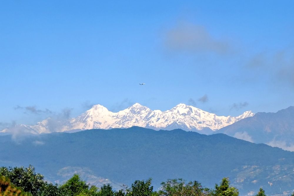 Plane over Annapurna Range, Himalayas