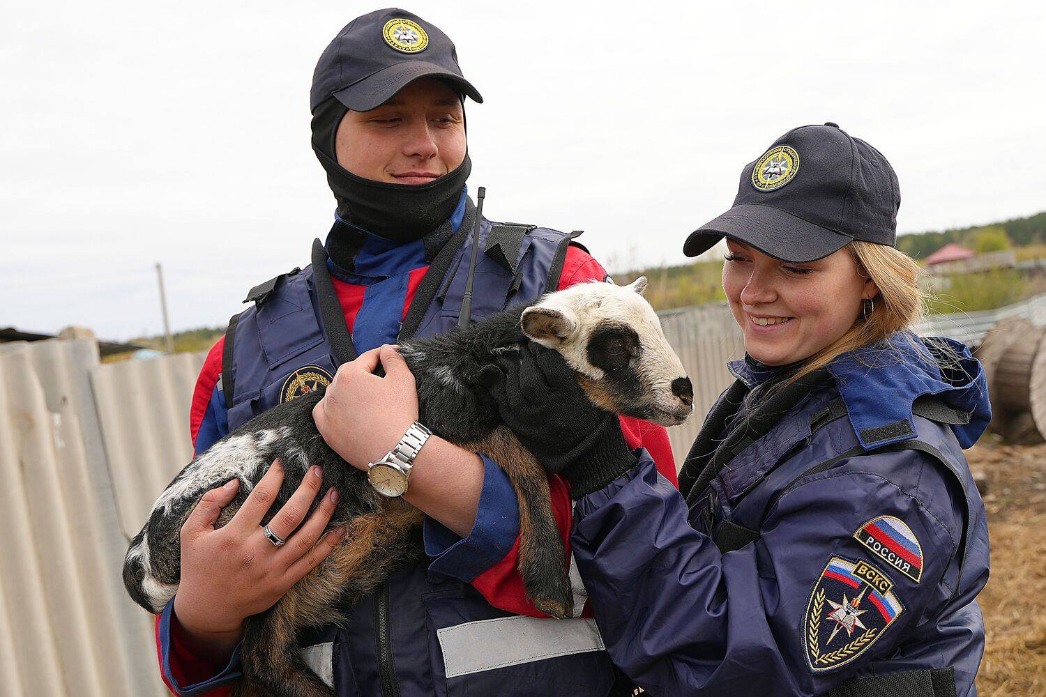 Добровольцы ВСКС помогают жителям села Утятское с домашним скотом