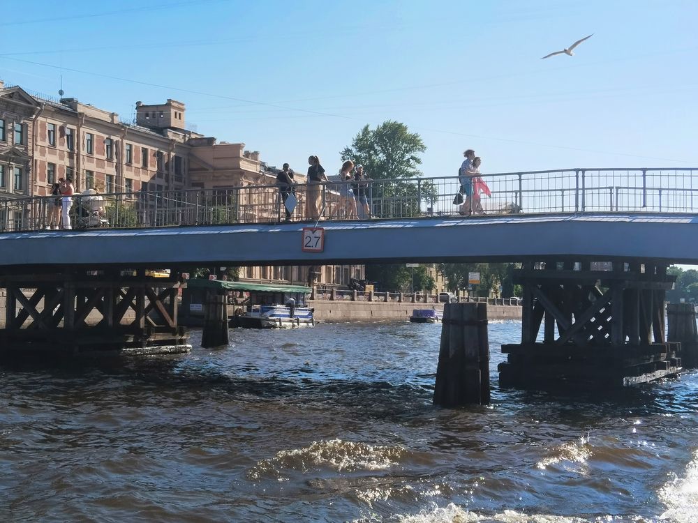 Пешеходный деревянный Горсткин мост, Фонтанка