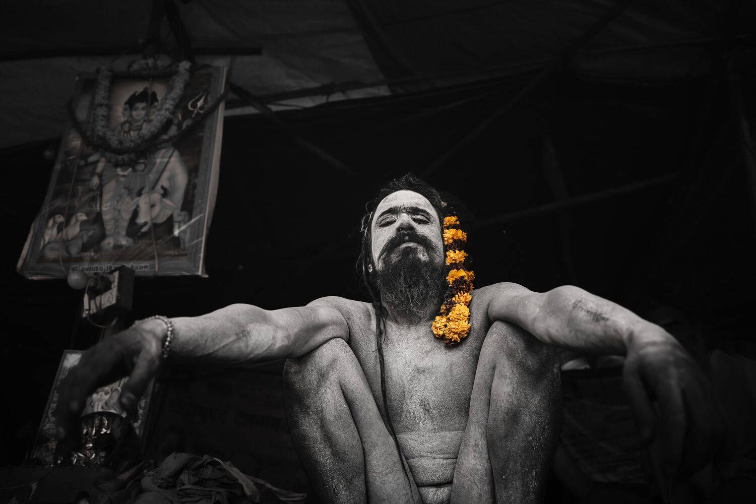 Renunciation written in ash. A Naga Sadhu.