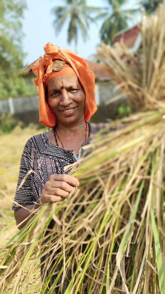 Happy women at paddy field