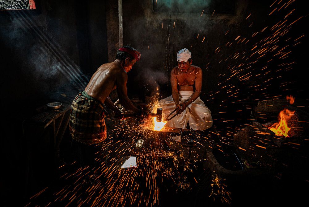 A Balinese traditional Keris (dagger ) maker.