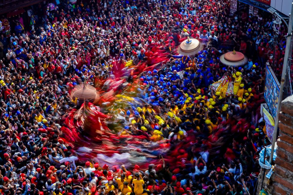 aerial view of traditional  Pachare festival Celebration in kathmandu, Nepal.