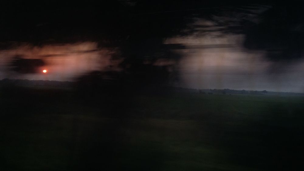 On a moving train