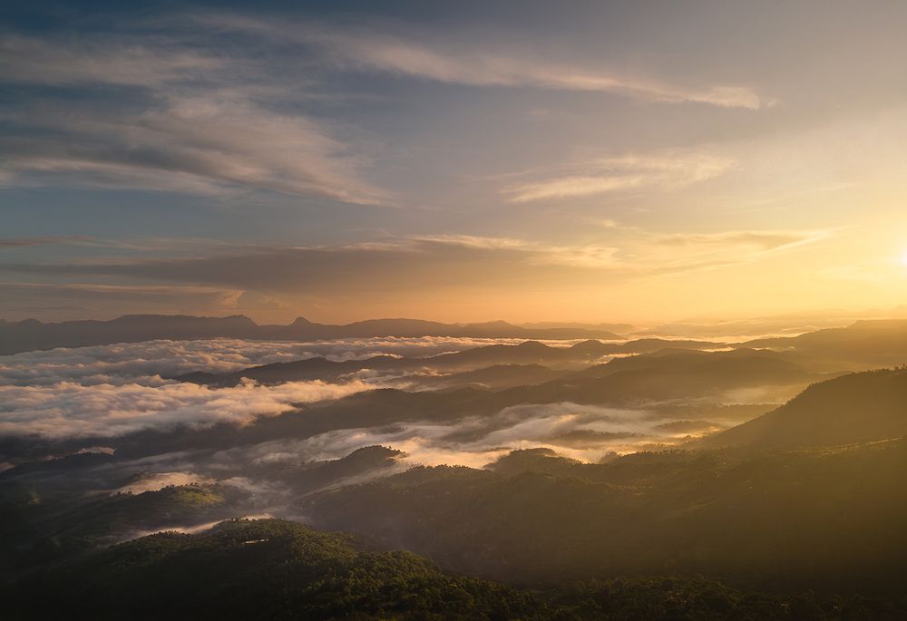 Light drifting through hills