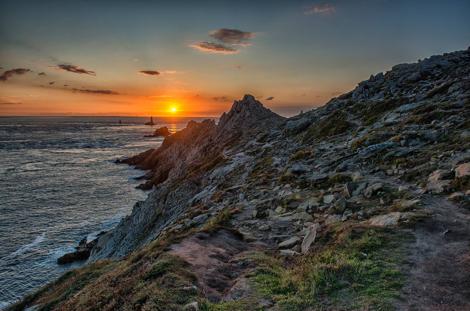 Sunset at Pointe Du Raz on the Atlantic Ocean