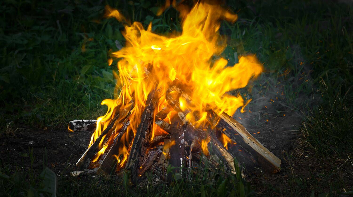 A fire in the garden plot