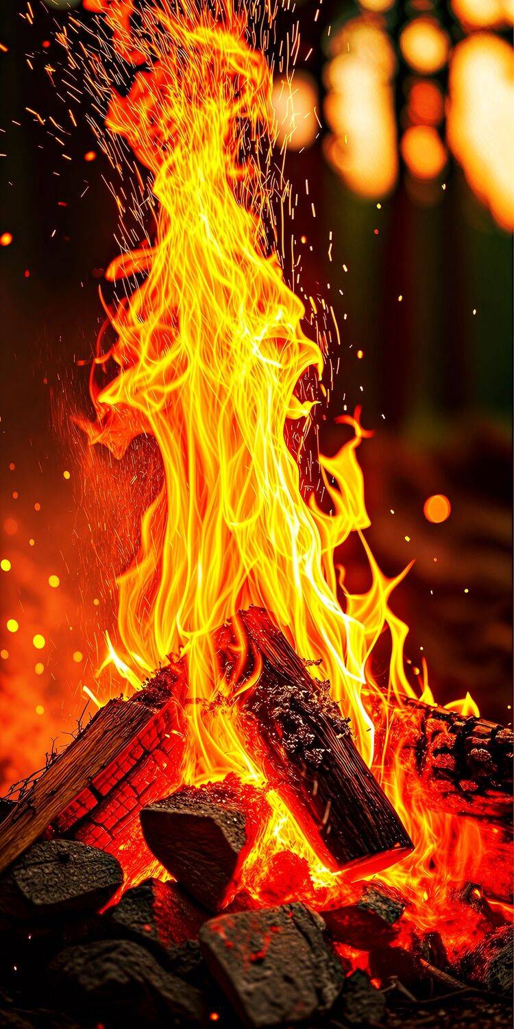 The flame sparks are burning