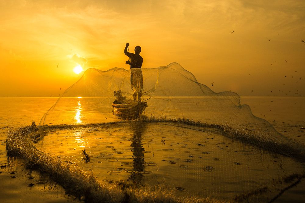 Fisherman in the sunrise 2
