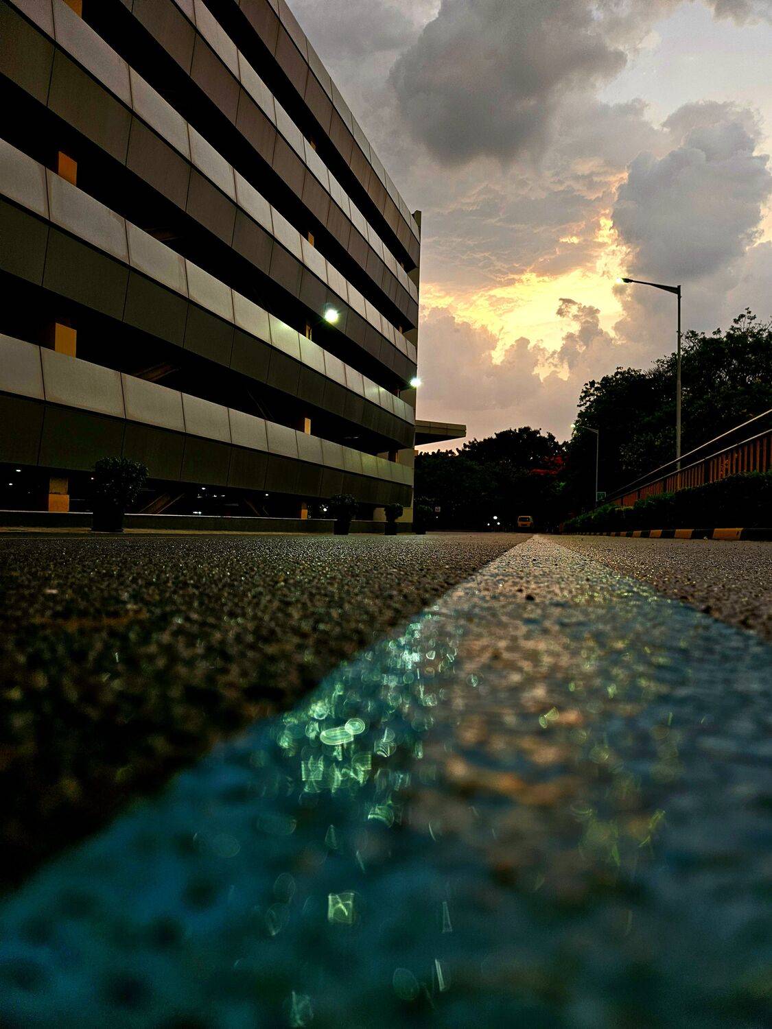 sparkling road in the sunset