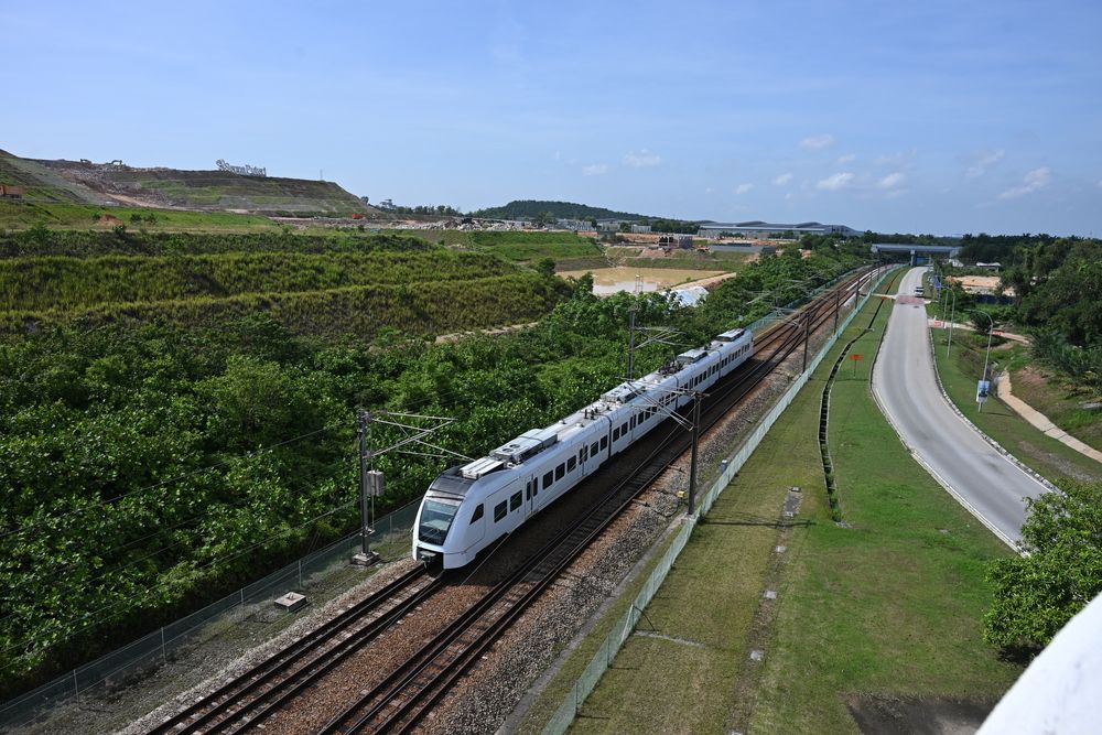 Modern mobility through lush greenery