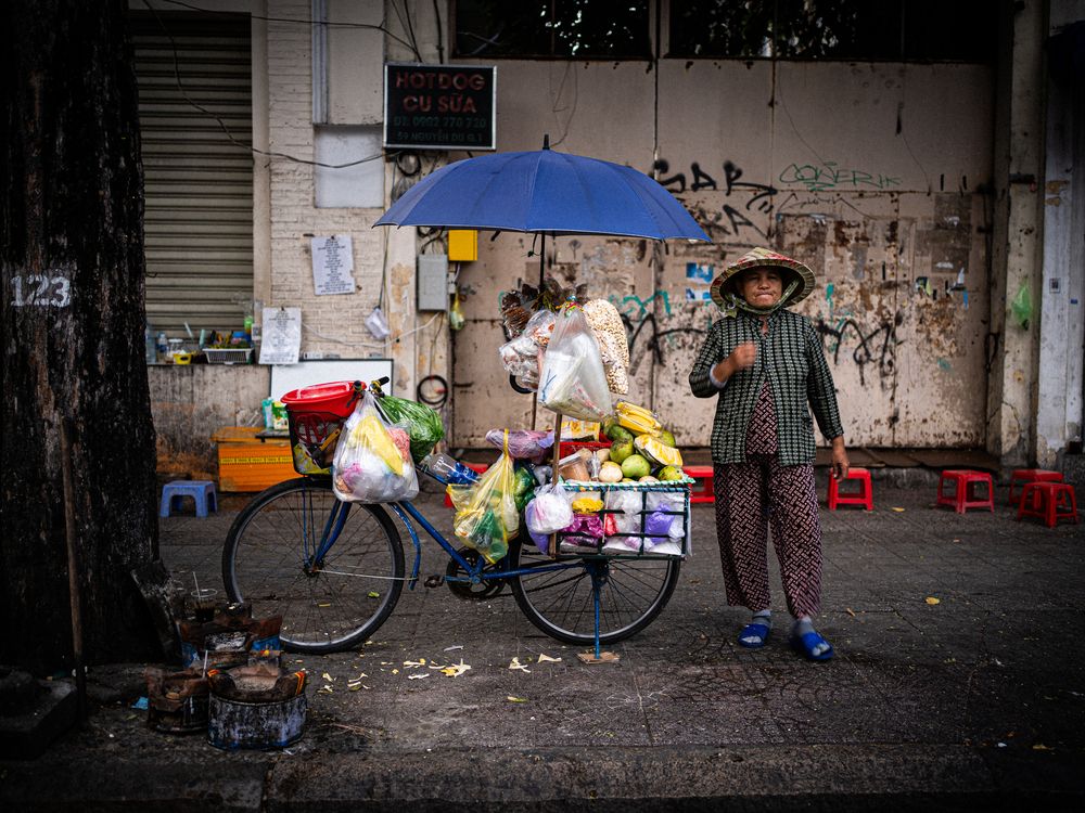 A mobile stall on a bicycle