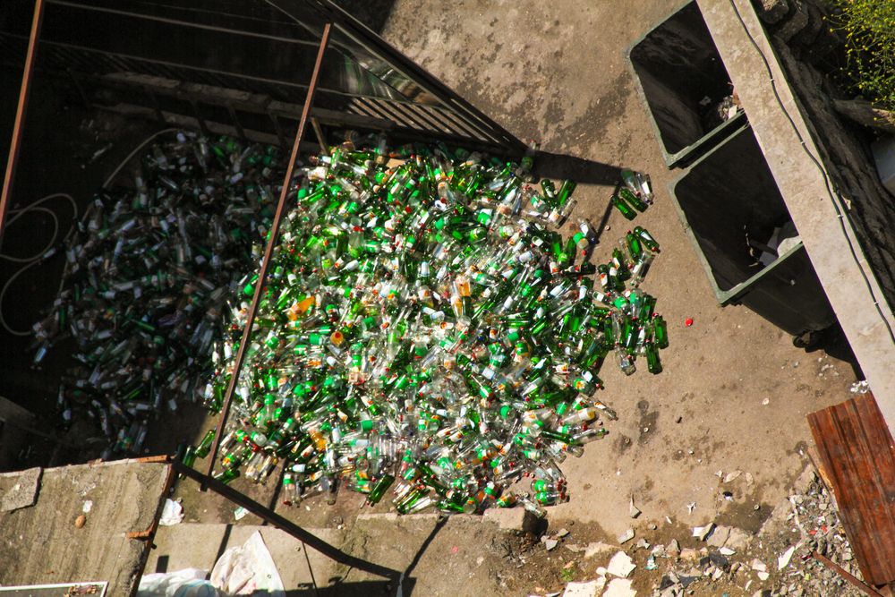 Discarded Green Bottles